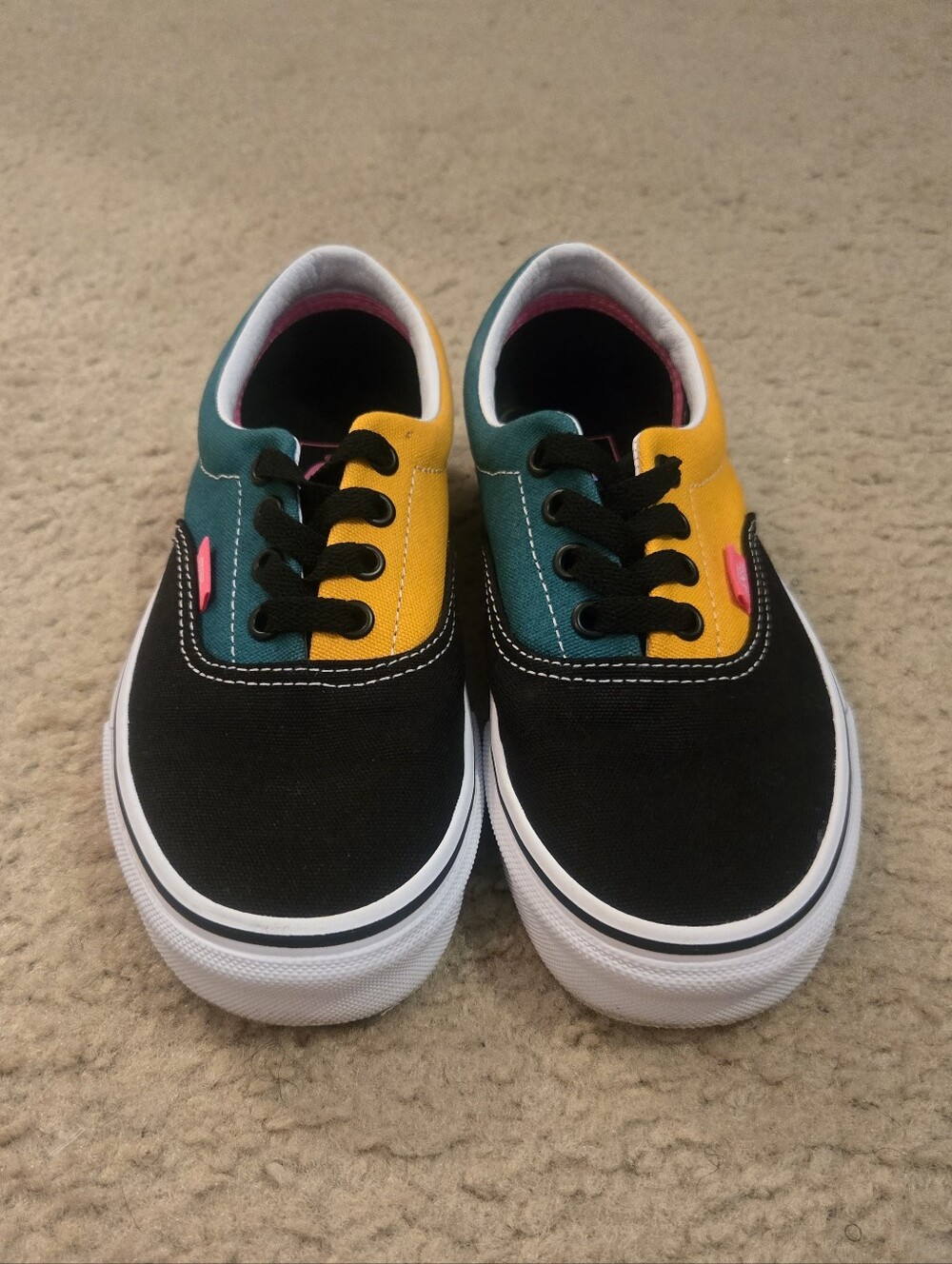 Vans Era Black, Teal & Yellow Canvas Sneakers Sz 6.5
